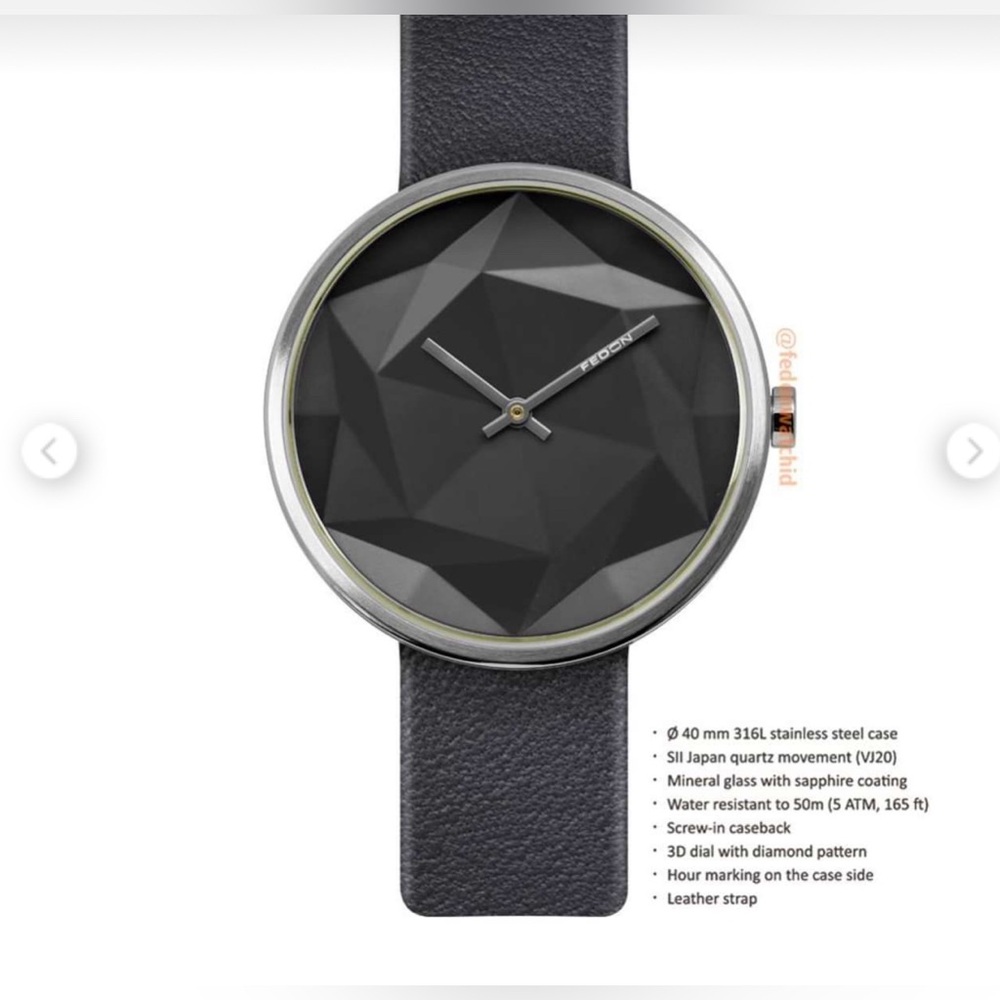 GIORGIO FEDON 1919 FDAB003 RIPPLE LEATHER MEN'S WATCH - Diamond Grey